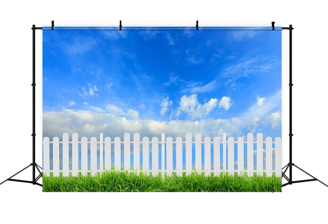 Himmel Backdrop Fotografie Sonniger Tag Weißer Zaun Hintergrund LXX1-303