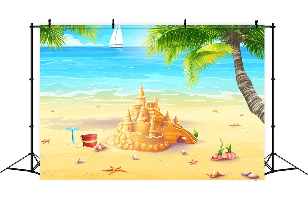 Ozean Himmel Backdrop Goldene Sandburg Sonniger Ozean Backdrop LXX1-309