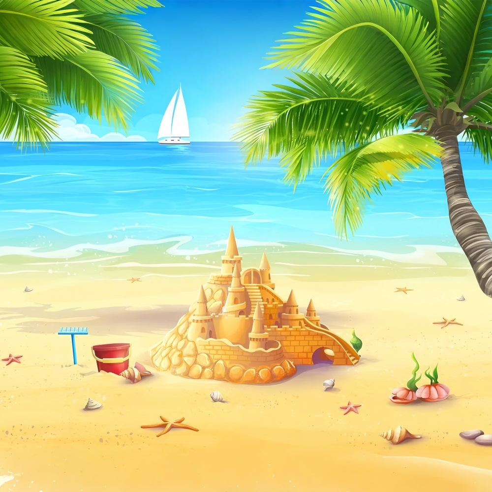 Ozean Himmel Backdrop Goldene Sandburg Sonniger Ozean Backdrop LXX1-309