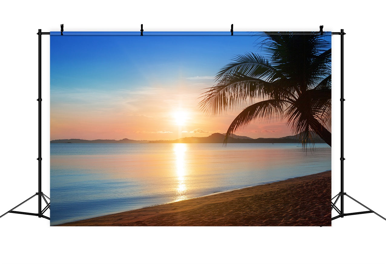 Blauer Himmel Fotokulisse Goldener Strand Sonnenuntergang Kulisse LXX1-311