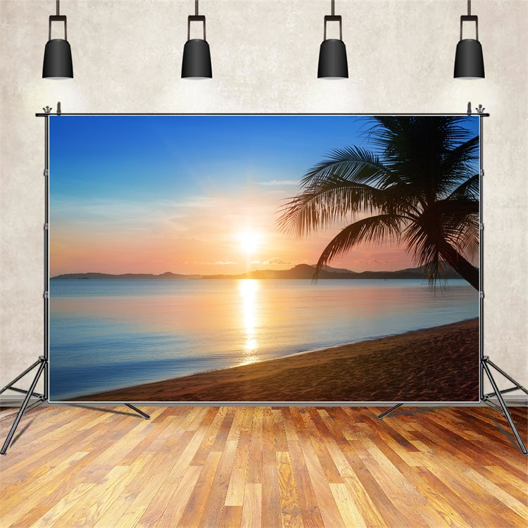 Blauer Himmel Fotokulisse Goldener Strand Sonnenuntergang Kulisse LXX1-311
