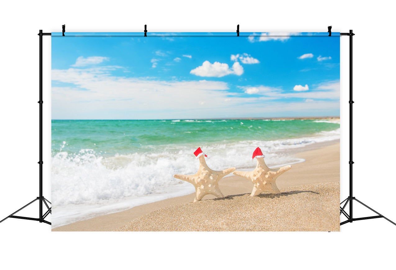 Himmel mit Wolken Backdrop Festlicher Strand Seestern Backdrop LXX1-314