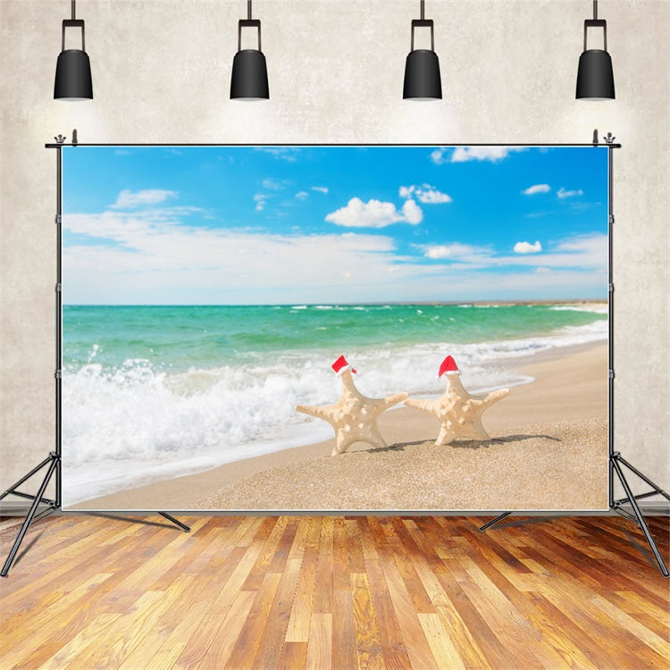 Himmel mit Wolken Backdrop Festlicher Strand Seestern Backdrop LXX1-314