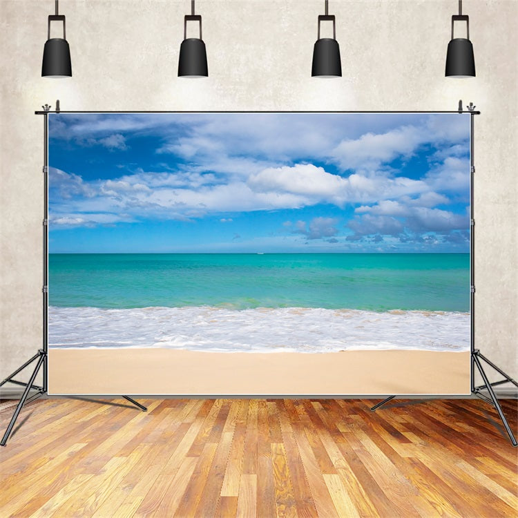 Ozean Himmel Hintergrundkulisse Friedliche Uferlinie Blaues Wasser Hintergrundkulisse LXX1-316
