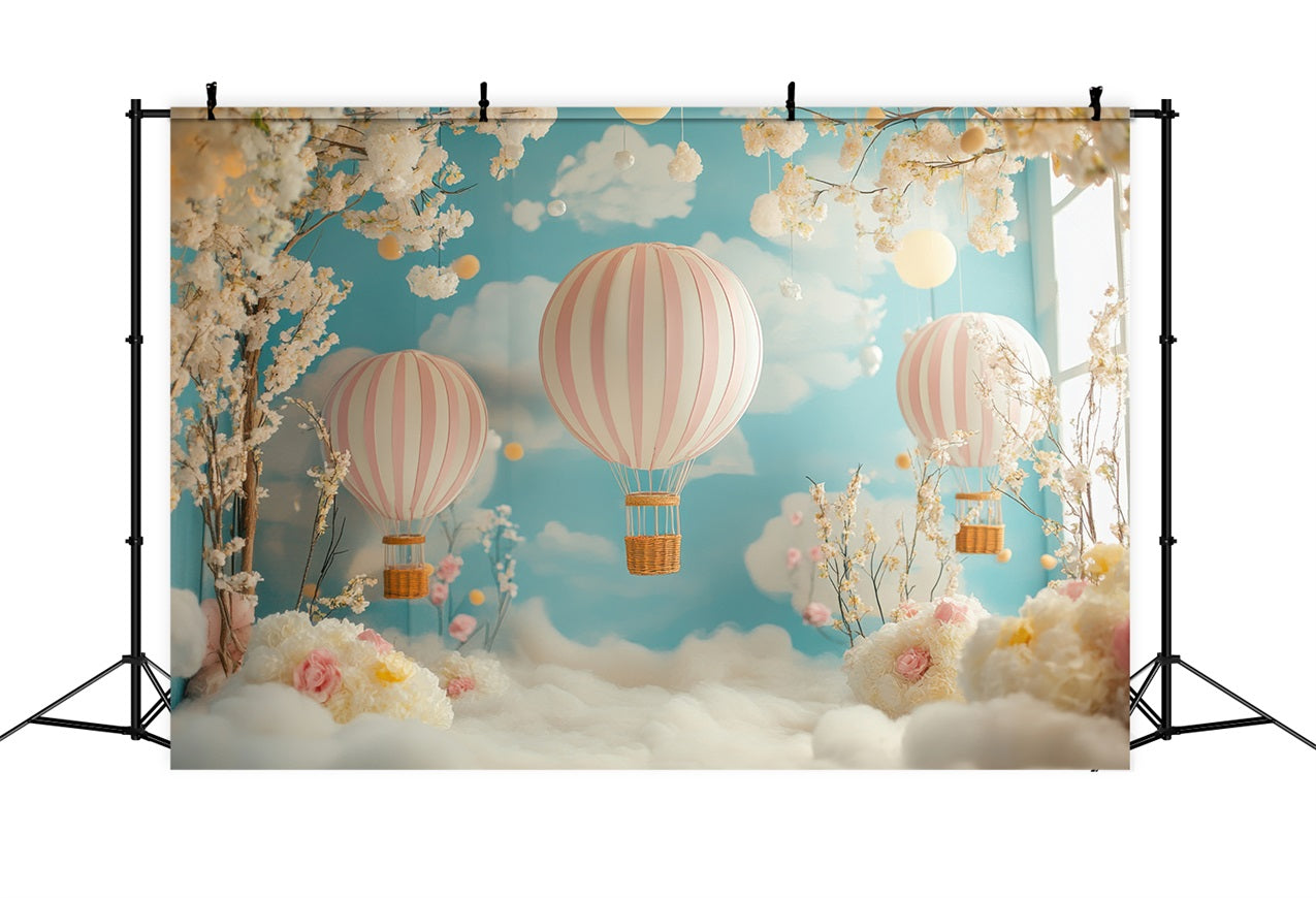 Wolken Fotohintergrund Floral Heißluftballon-Hintergrund LXX1-333