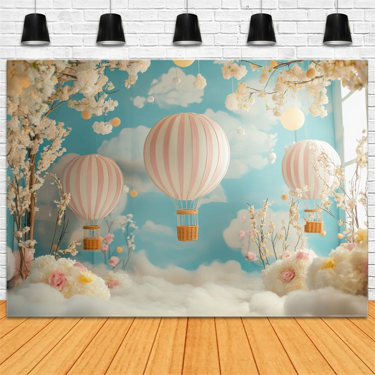 Wolken Fotohintergrund Floral Heißluftballon-Hintergrund LXX1-333