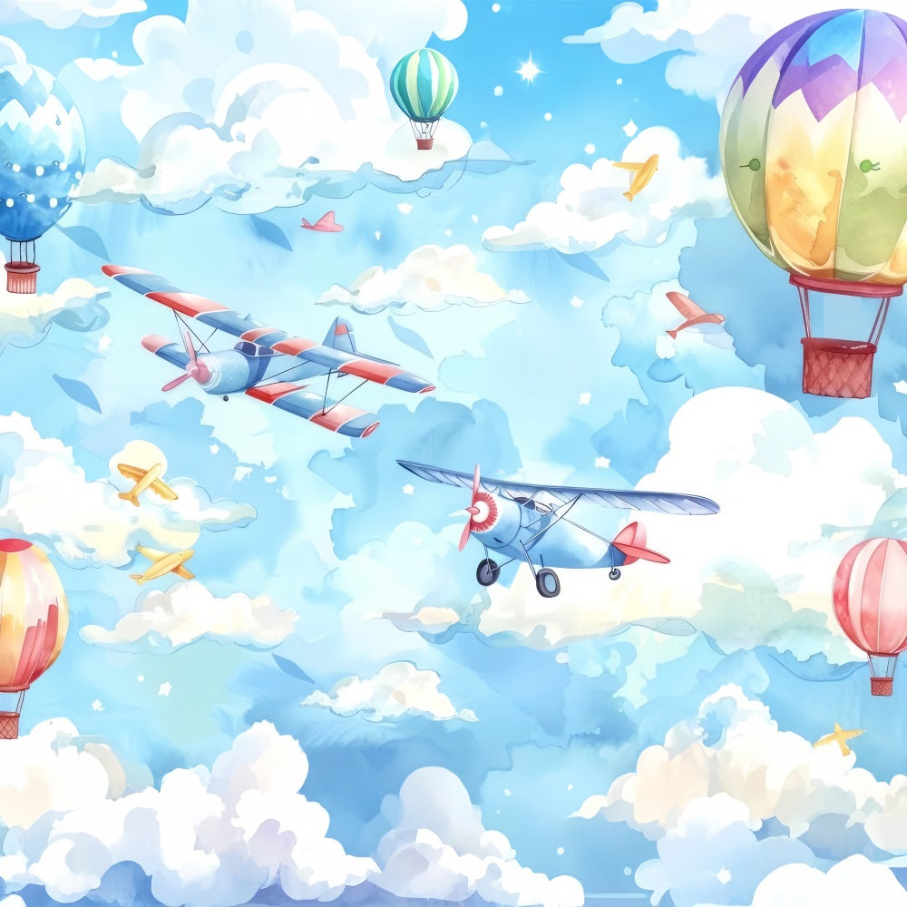 Wolken Fotohintergrund Himmel Ballons Flugzeuge Hintergrund LXX1-335