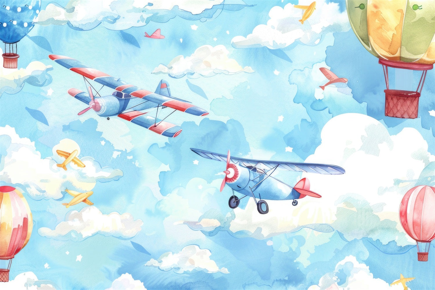 Wolken Fotohintergrund Himmel Ballons Flugzeuge Hintergrund LXX1-335