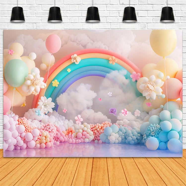 Wolken Fotohintergrund Regenbogen Ballon Blume Hintergrund LXX1-336
