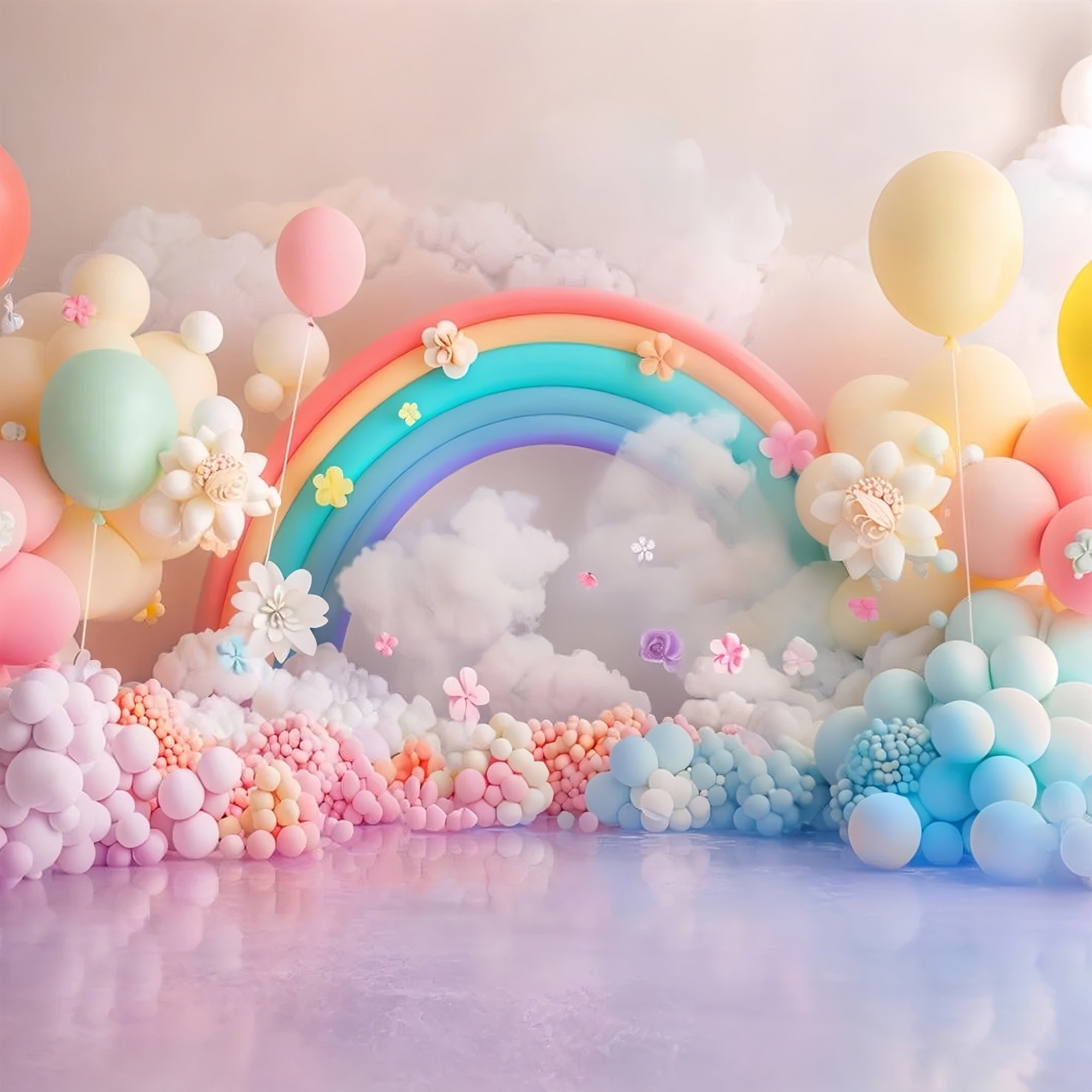 Wolken Fotohintergrund Regenbogen Ballon Blume Hintergrund LXX1-336
