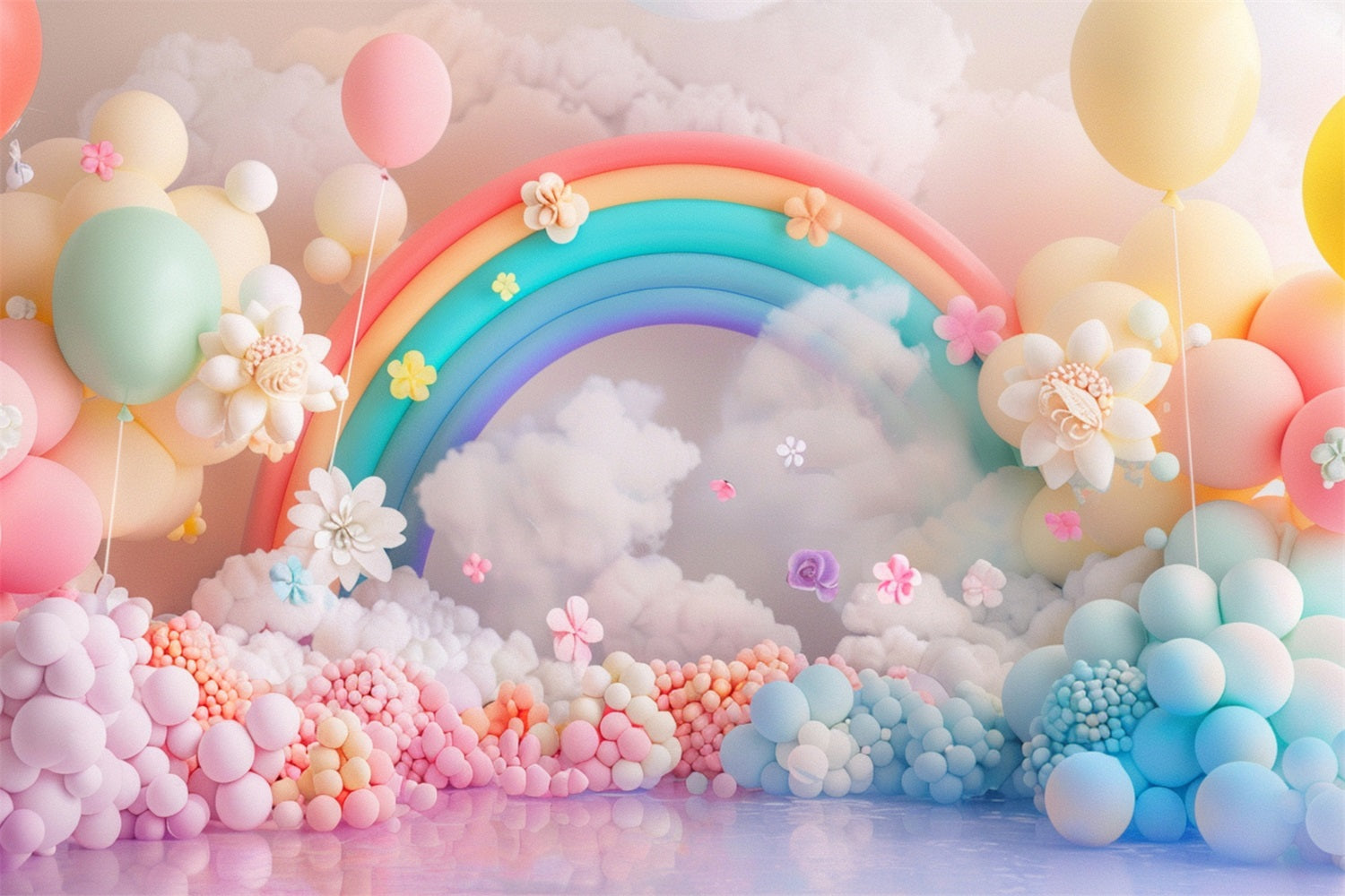 Wolken Fotohintergrund Regenbogen Ballon Blume Hintergrund LXX1-336