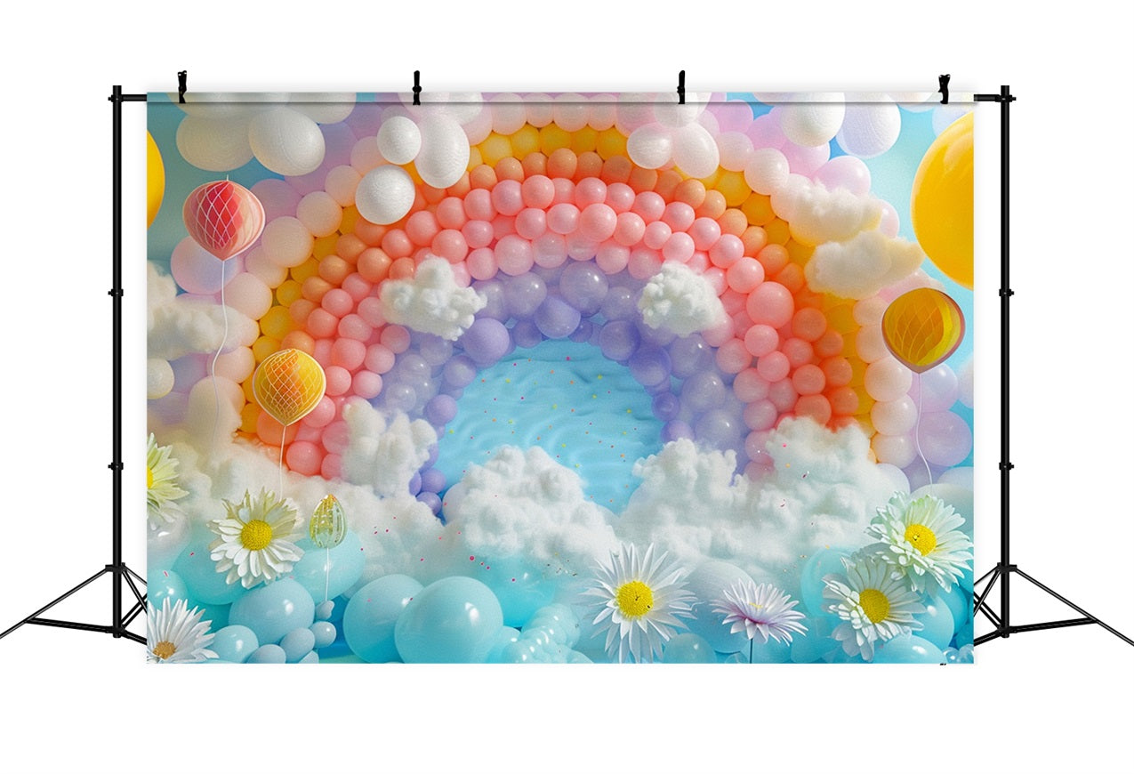Wolken Fotohintergrund Regenbogen-Thema Ballon-Feier-Hintergrund LXX1-337