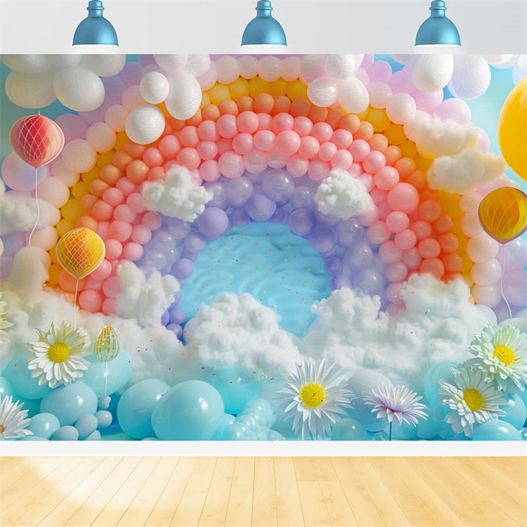 Wolken Fotohintergrund Regenbogen-Thema Ballon-Feier-Hintergrund LXX1-337