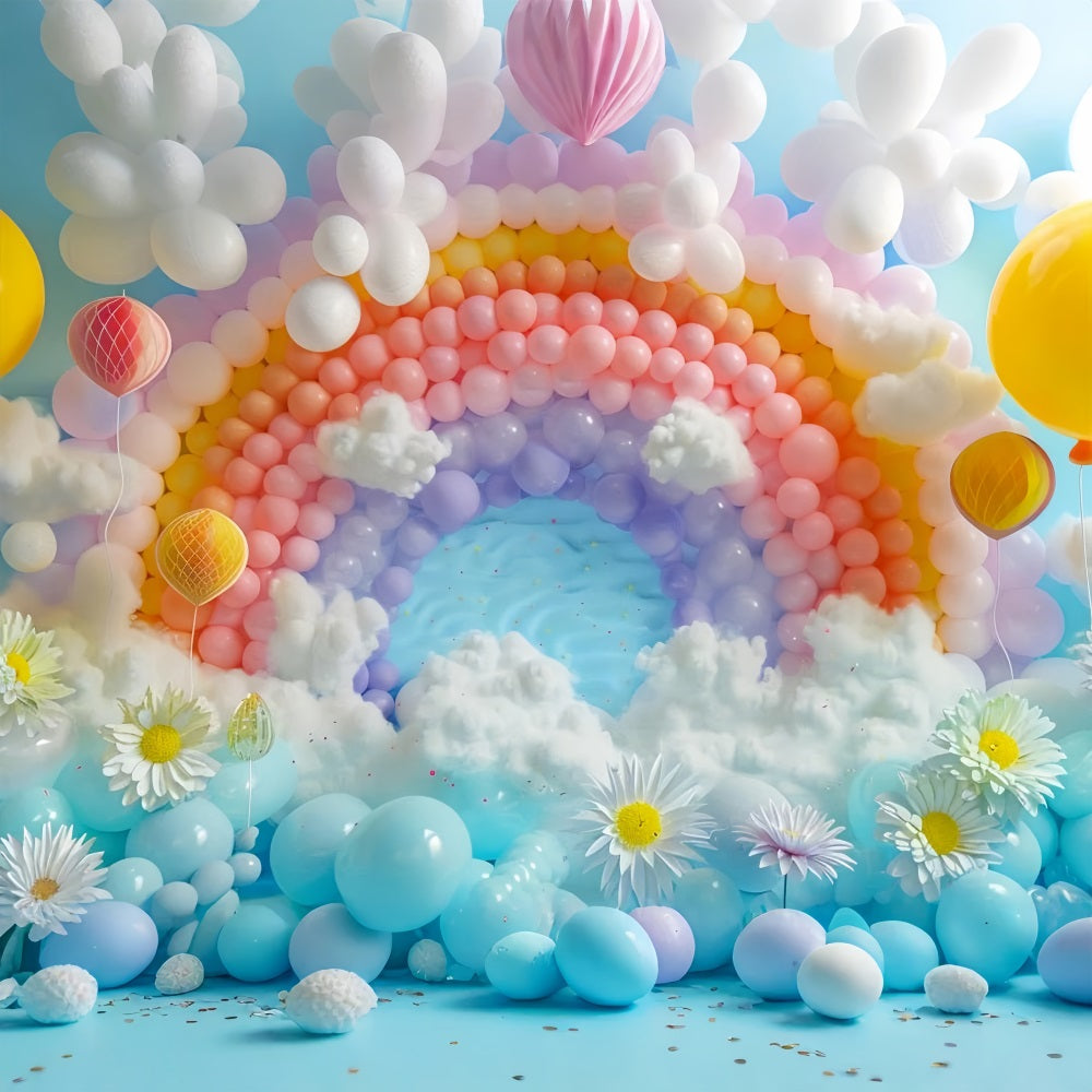 Wolken Fotohintergrund Regenbogen-Thema Ballon-Feier-Hintergrund LXX1-337