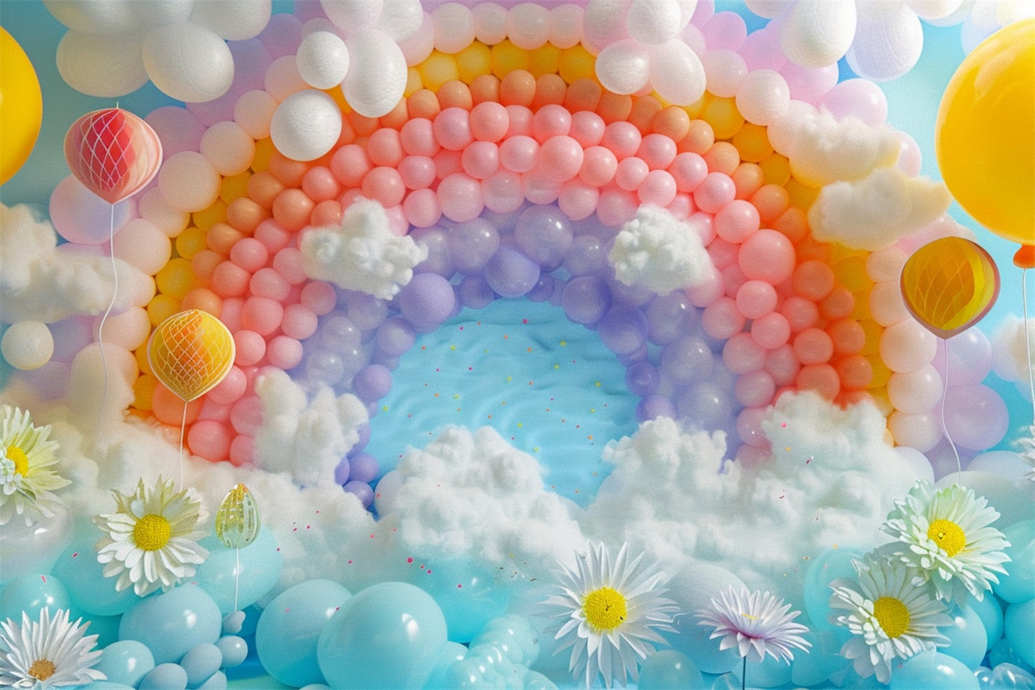 Wolken Fotohintergrund Regenbogen-Thema Ballon-Feier-Hintergrund LXX1-337