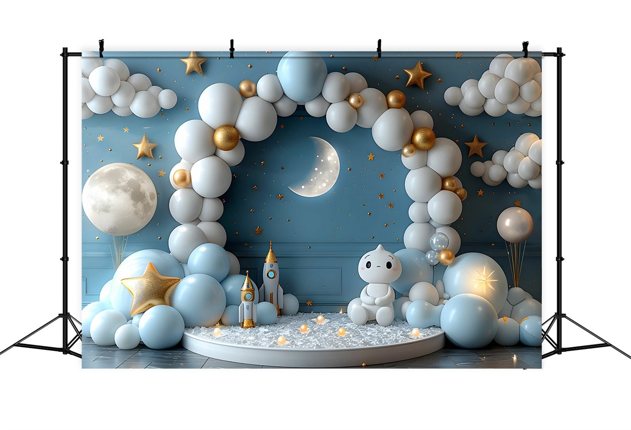Wolkenhimmel Backdrop Sternenhimmel Mondlicht Ballonbogen Backdrop LXX1-340