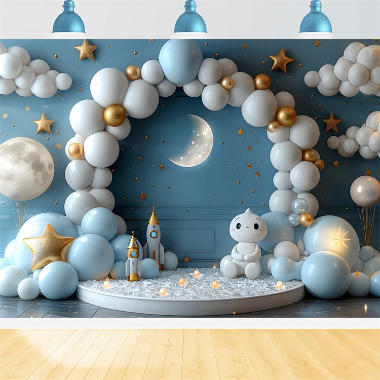 Wolkenhimmel Backdrop Sternenhimmel Mondlicht Ballonbogen Backdrop LXX1-340