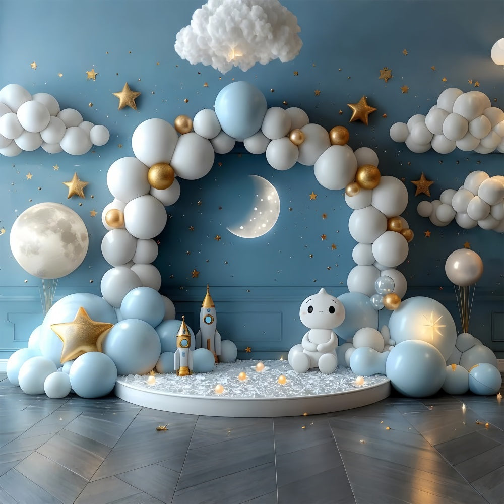 Wolkenhimmel Backdrop Sternenhimmel Mondlicht Ballonbogen Backdrop LXX1-340