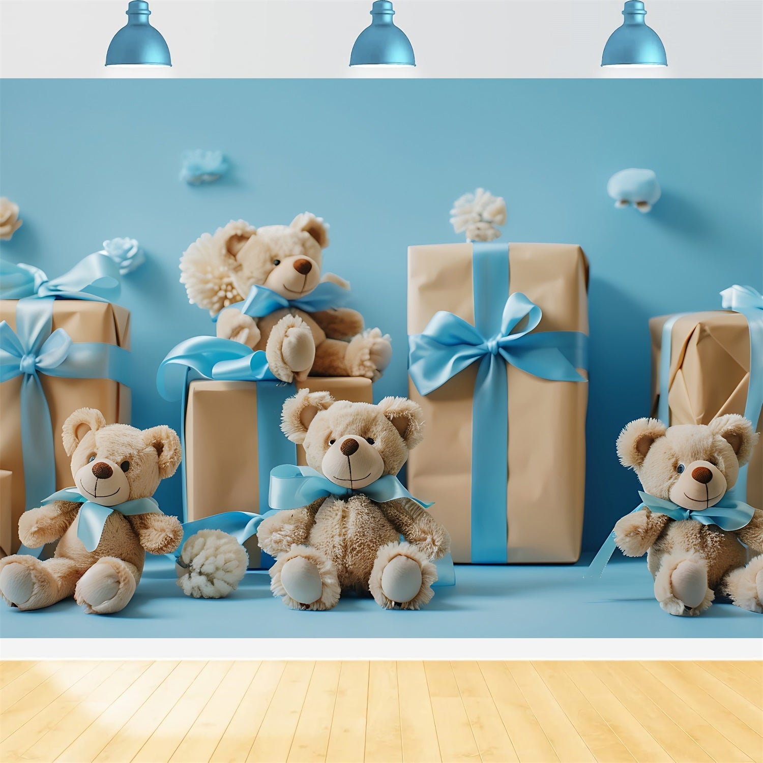 Backdrop Wolke Blau Teddybären Geschenkboxen Backdrop LXX1-341