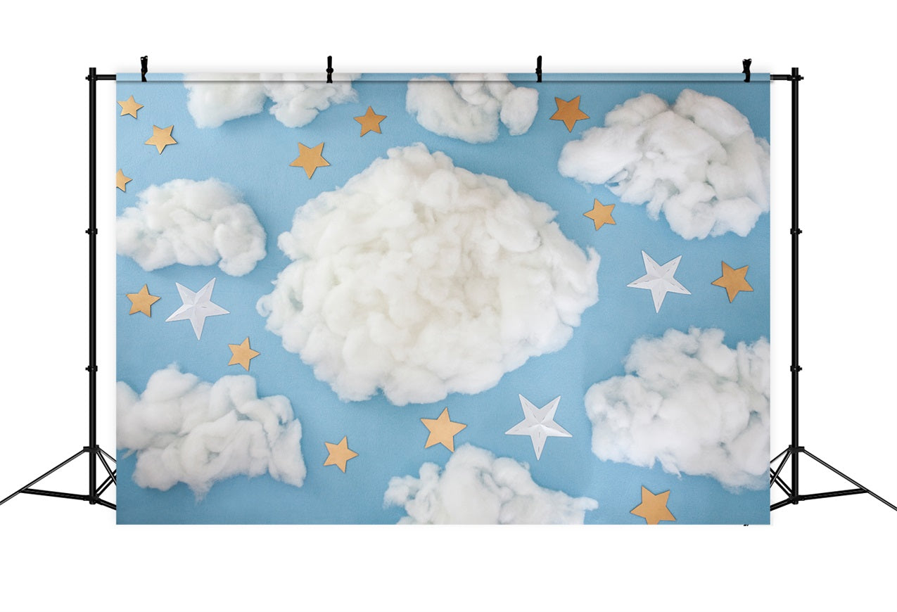 Blauer Himmel Backdrops Sternenwolken aus Baumwolle Backdrop LXX1-342