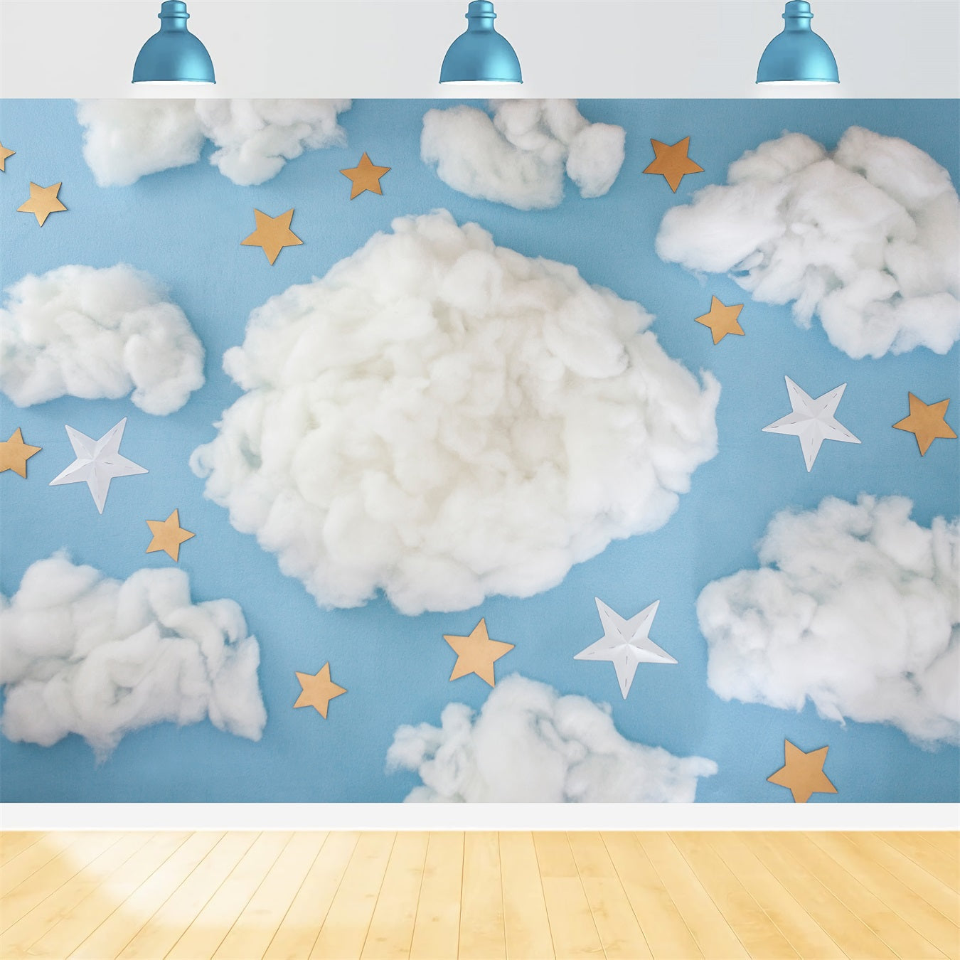 Blauer Himmel Backdrops Sternenwolken aus Baumwolle Backdrop LXX1-342
