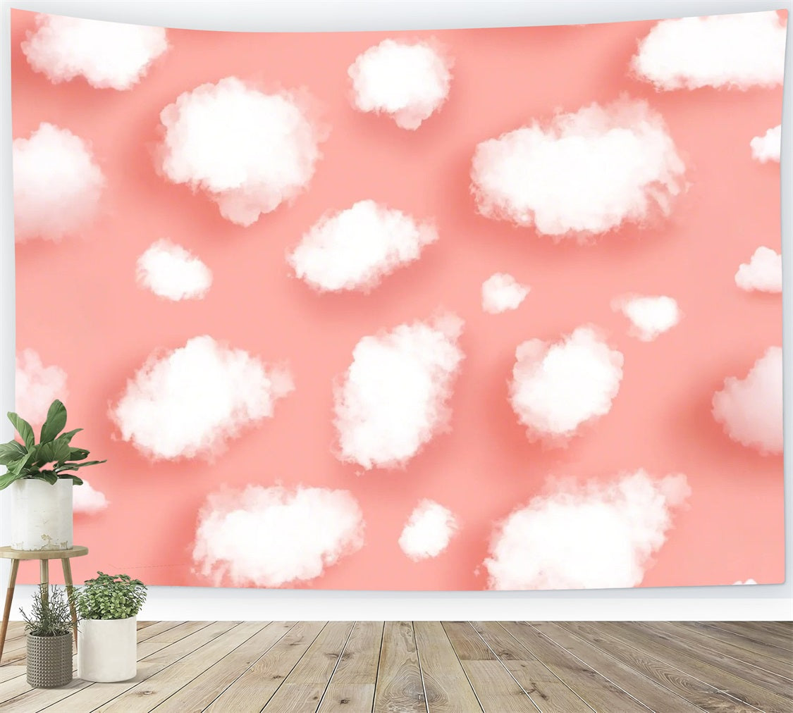 Rosa Himmel Backdrop Weiße Wolke Fluffy Backdrop LXX1-347