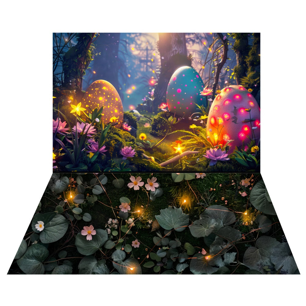 Ostern Fantasy Glüh-Ei Hintergrund+Blumenlicht Bodenhintergrund LXX2-14