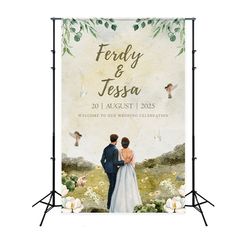 Personalisierte Hochzeit Foto-Hintergrundbilder Verträumte Blumenfeld Hintergrund LXX2-171