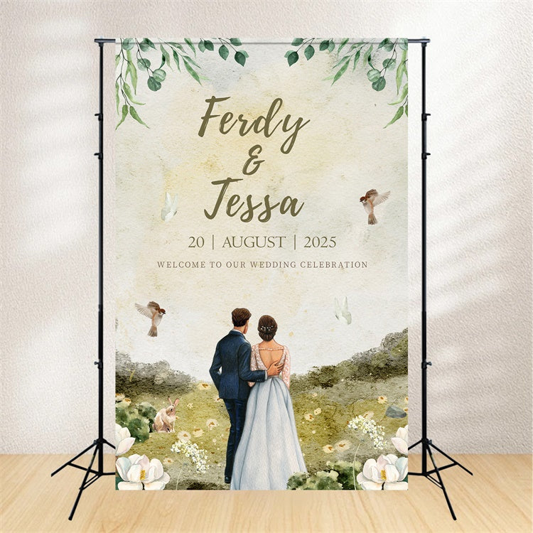 Personalisierte Hochzeit Foto-Hintergrundbilder Verträumte Blumenfeld Hintergrund LXX2-171
