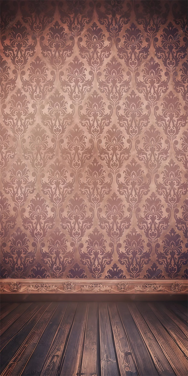 Damast Fotohintergrund Vintage Damast Pflaume Braun Sweep Backdrop LXX2-290