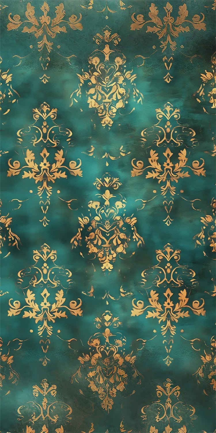 Damast Fotohintergrund Regal Grün Blattgold Sweep Backdrop LXX2-291