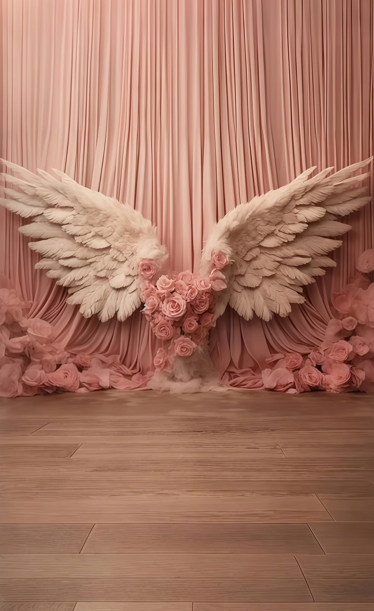Mothers Day Backdrop Romantische Rosa Engelsflügel Sweep Backdrop LXX2-296