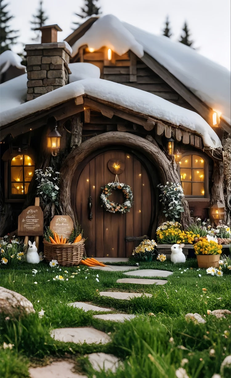 Weihnachten Backdrops Heiligabend Hütte Warme Lichter Sweep Backdrop LXX2-299