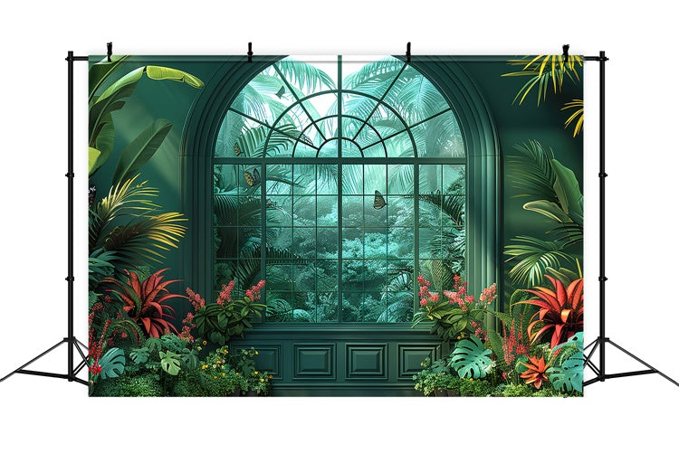 Backdrops für den Frühling Üppiger tropischer Garten Fensterhintergrund LXX2-31
