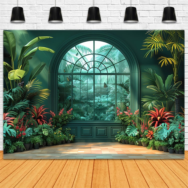 Backdrops für den Frühling Üppiger tropischer Garten Fensterhintergrund LXX2-31