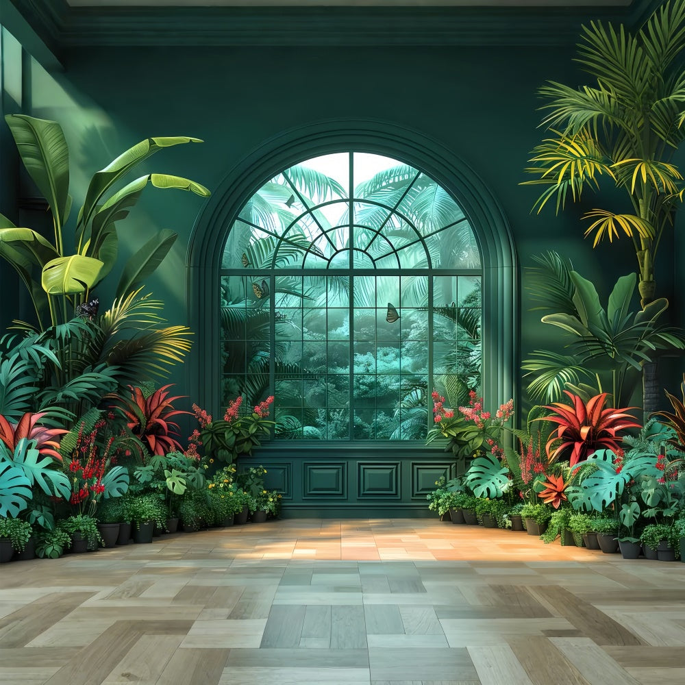 Backdrops für den Frühling Üppiger tropischer Garten Fensterhintergrund LXX2-31