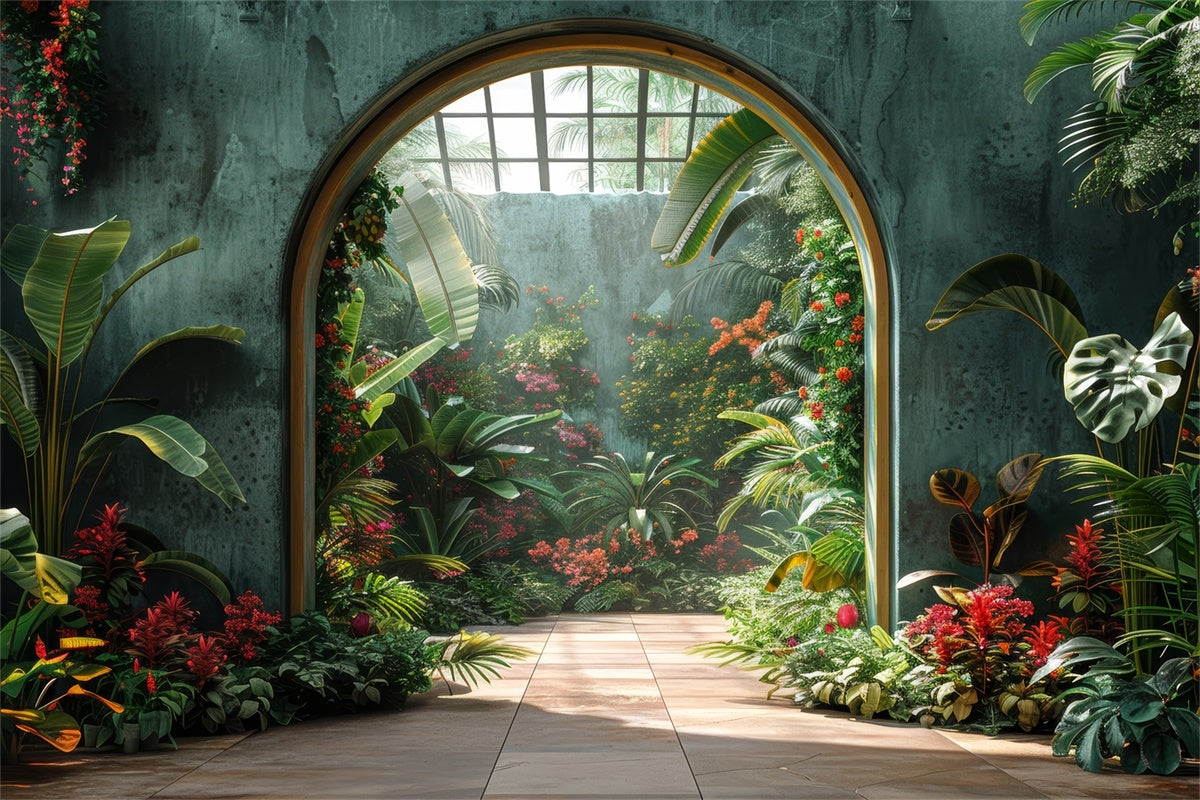 Backdrop Frühling Lebendiger Garten Bogengang Floral Backdrop LXX2-32