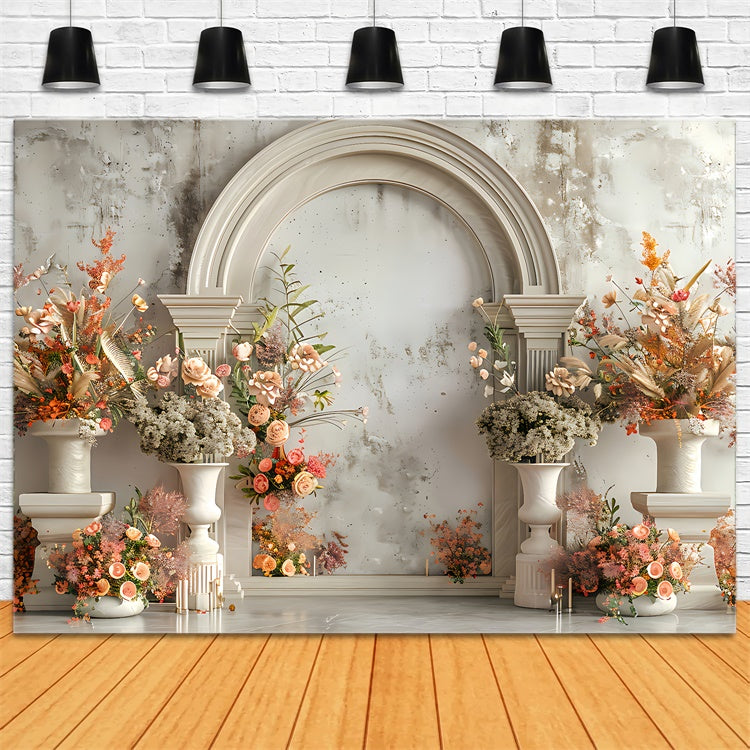 Frühling Fotografie Hintergrund Elegant Floral Creme Bogen Hintergrund LXX2-35