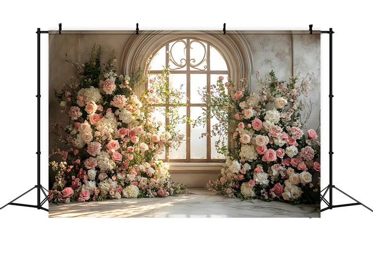 Frühling Fotokulisse Ideen Rosa Rose Schönes Fenster Hintergrund LXX2-36