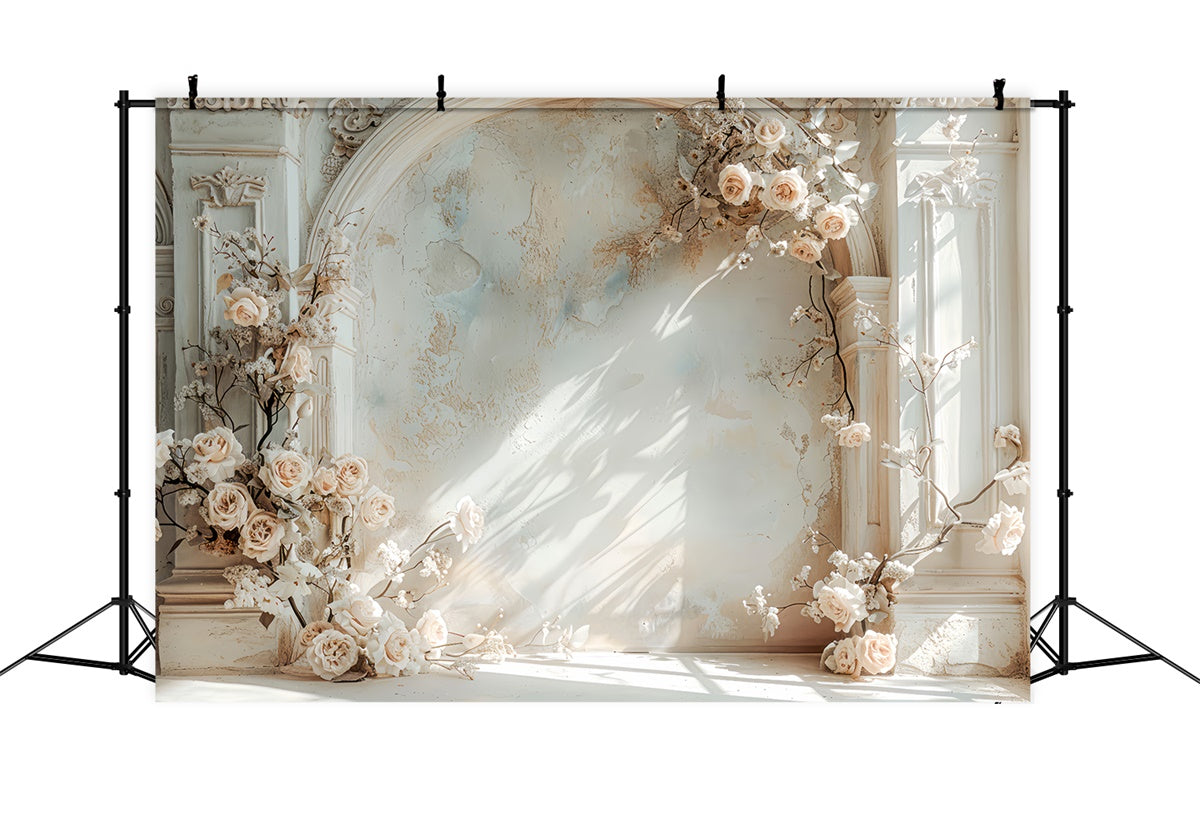 Frühling Fotografie Hintergrund Verträumt Weiß Floral Bogen Hintergrund LXX2-37