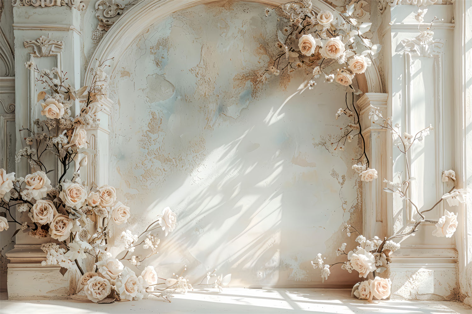 Frühling Fotografie Hintergrund Verträumt Weiß Floral Bogen Hintergrund LXX2-37