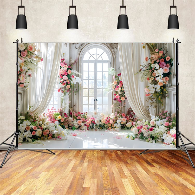 Hintergrundbilder für den Frühling Blühende Rose Eleganter Fensterhintergrund LXX2-38