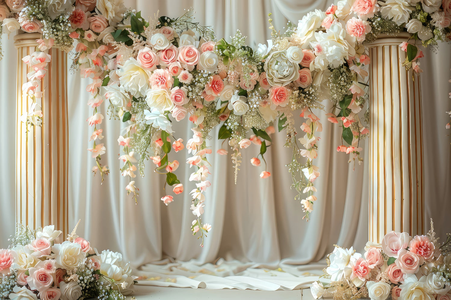 Frühlingshintergrund Ideen Vintage Säule Blumenbogen Hintergrund LXX2-42