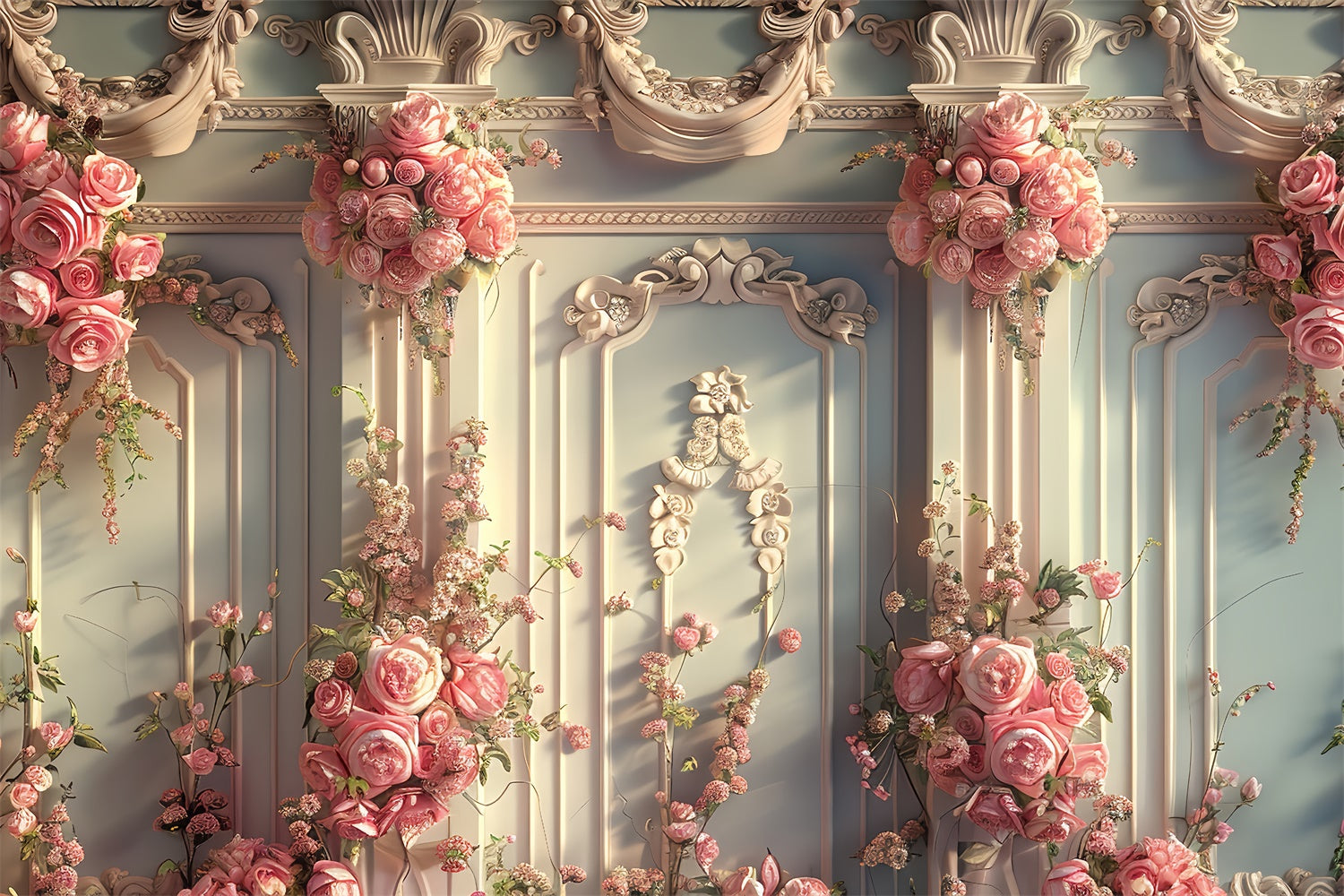 Backdrops für Frühling Luxuriöse Vintage Rose Wand Hintergrund LXX2-47