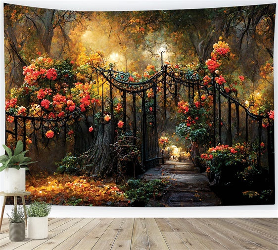 Floral Fotografie Hintergrund Herbst Garten Tor Blume Hintergrund LXX2-52