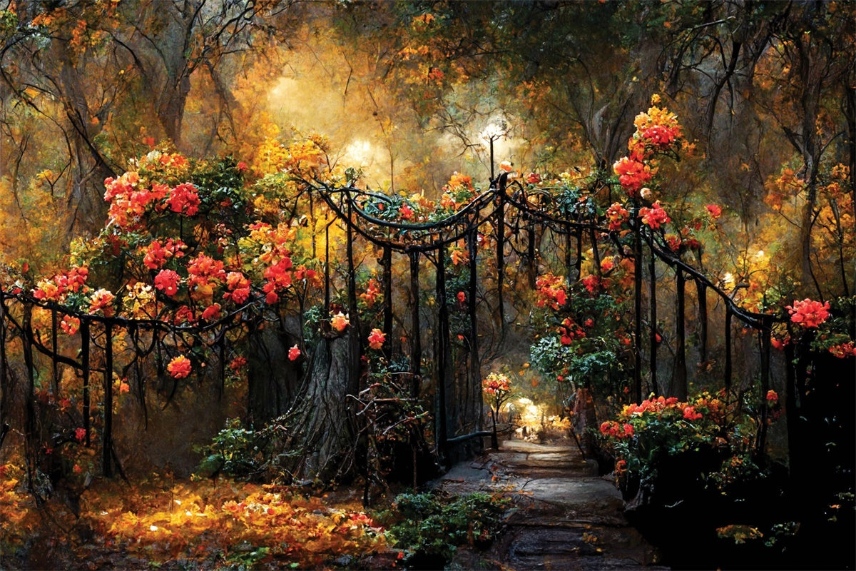 Floral Fotografie Hintergrund Herbst Garten Tor Blume Hintergrund LXX2-52
