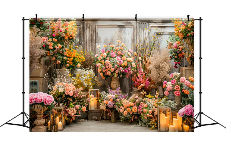 Hintergrund Frühling Vintage Floral Romantisch Kerzenlicht Hintergrund LXX2-56