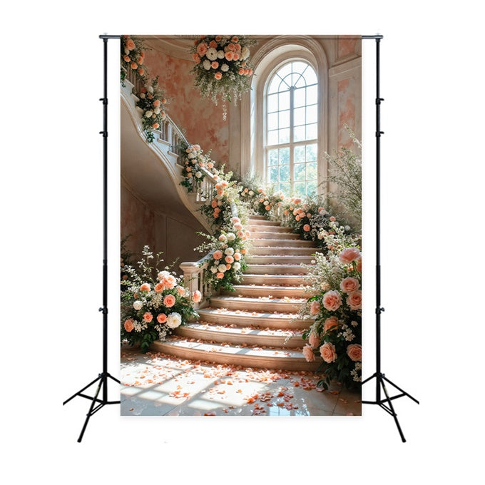 Kulisse Frühling Romantische Rosenblüten Treppenhaus Kulisse LXX2-60