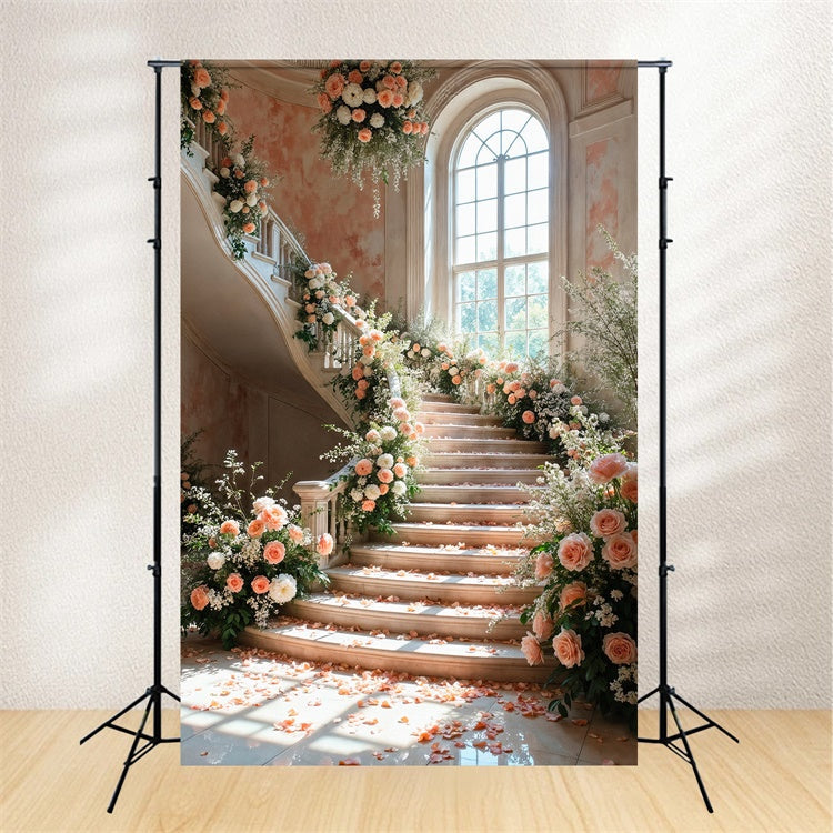 Kulisse Frühling Romantische Rosenblüten Treppenhaus Kulisse LXX2-60