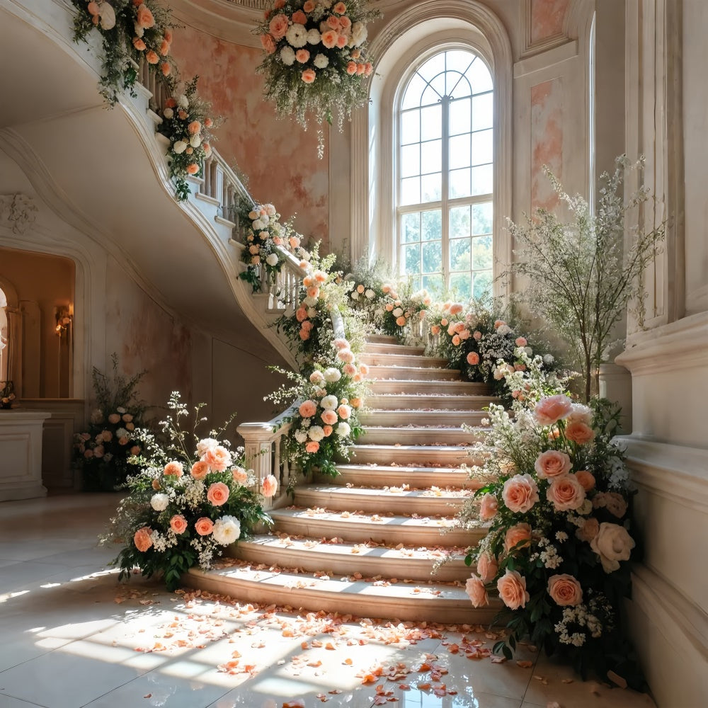 Kulisse Frühling Romantische Rosenblüten Treppenhaus Kulisse LXX2-60